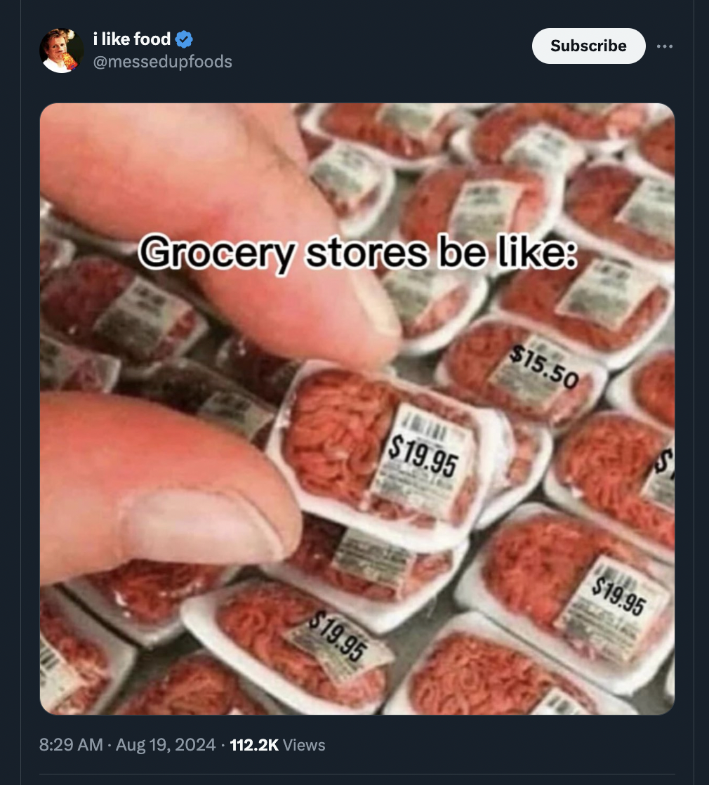 inflation memes - i food Subscribe Grocery stores be $15.50 $19.95 $19.95 $19.95 Views